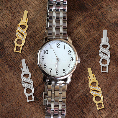 10Pcs 2 Colors Rack Plating Brass Micro Pave Clear Cubic Zirconia Watch Band Clasps ZIRC-DC0001-08-1