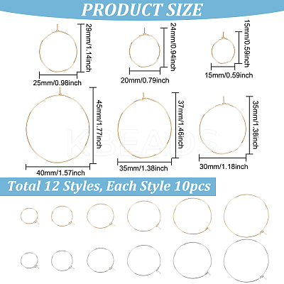 120Pcs 12 Style 316 Surgical Stainless Steel Wine Glass Charms Rings STAS-MA0001-11-1