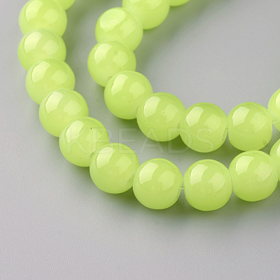 Baking Paint Imitation Jade Glass Round Bead Strands X-DGLA-Q021-10mm-08-1