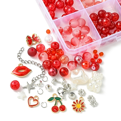 DIY Alloy Enamel & Glass & CCB Plastic Bracelets Jewelry Making Kits DIY-FS0007-51-1