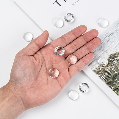 Transparent Half Round Glass Cabochons X-GGLA-R027-18mm-1