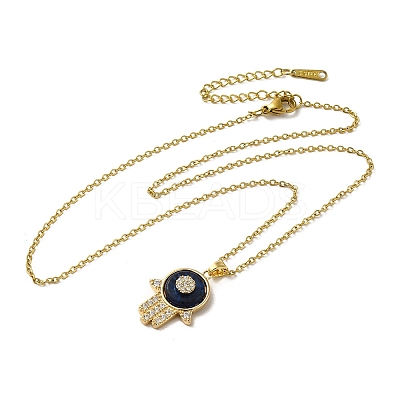 Brass Rhinestone and Glass Pendant Necklaes NJEW-M210-05G-1