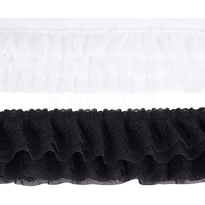 4M 2 Colors 3-Layer Pleated Chiffon Flower Lace Trim OCOR-GF0002-35-1