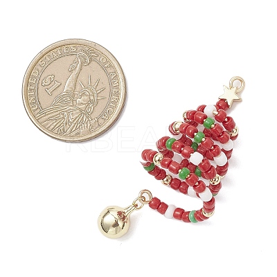 Glass Seed Beaded Christmas Tree Big Pendants PALLOY-TA00330-01-1