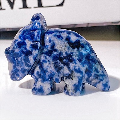 Natural Blue Spot Jasper Carved Healing Rhinoceros Figurines PW-WG88972-03-1