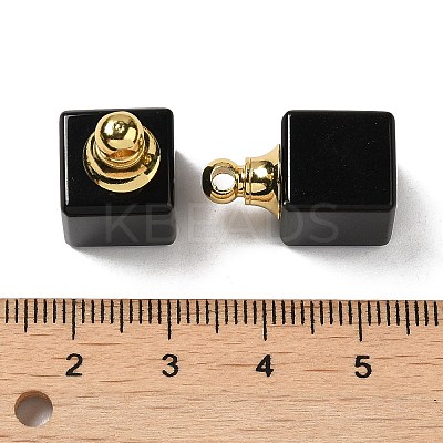 Natural Obsidian Perfume Bottle Pendants G-Z039-04G-03-1