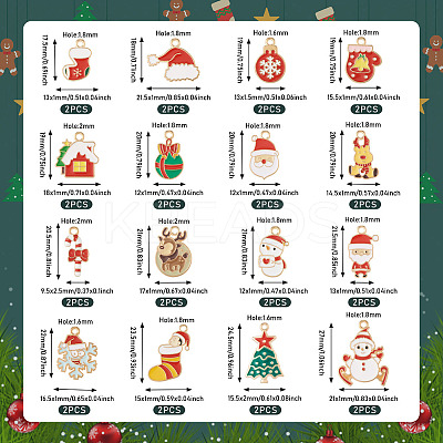 32Pcs 16 Styles Christmas Theme Alloy Enamel Pendants ENAM-TA0001-64-1