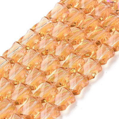 Faceted Electroplated Transparent Glass Beads Strands GLAA-G092-A01-1