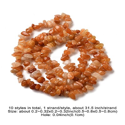 10 Strands 10 Styles Natural & Synthetic Mixed Gemstone Chip Beads Strands G-FS0005-89-1