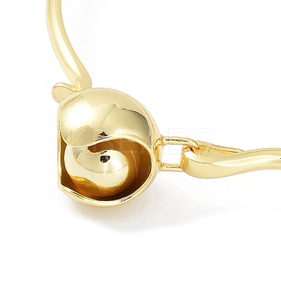 Rack Plating Brass Round Link Bangle for Women BJEW-B070-03G-1