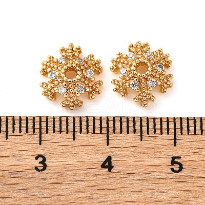 Brass Micro Pave Clear Cubic Zirconia Bead Caps KK-K378-48B-G-1