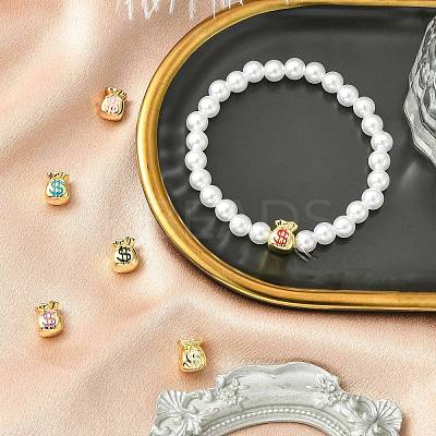 6Pcs 6 Colors Real 18K Gold Plated Brass Enamel Beads KK-CJ0002-68-1