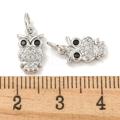 Rack Plating Brass Micro Pave Clear Cubic Zirconia Pendants KK-B093-02E-P-1