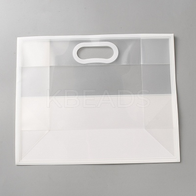 Rectangle Frosted Transparent PP Plastic Storage Bags with Die Hole Handles ABAG-WH0072-004A-1