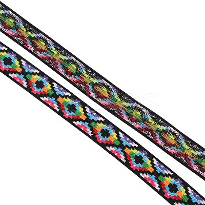 Ethnic Style Embroidery Flat Polyester Elastic Cord/Band OCOR-WH0066-53-1