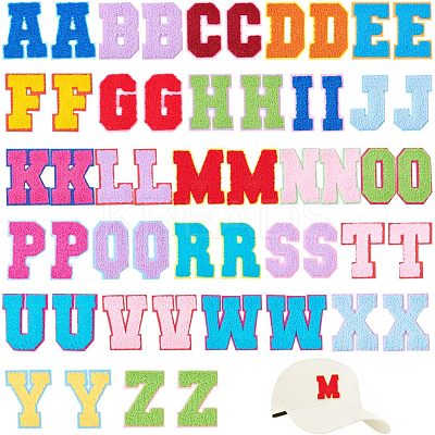Alphabet Towel Embroidery Style Cloth Iron on/Sew on Patches DIY-WH0308-183-1