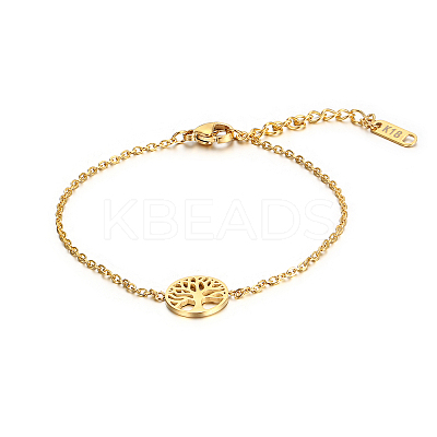 Stylish 304 Stainless Steel Tree of Life Link Bracelet for Women's Daily Wear LQ9537-1-1