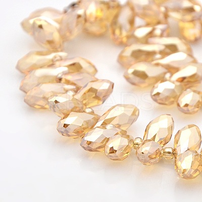Faceted Teardrop Pearl Luster Plated Electroplate Glass Beads Strands GLAA-A023A-PL01-1