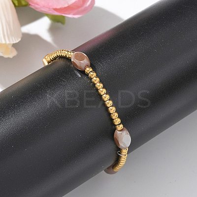 304 Stainless Steel Beads Stretch Breacelets for Women BJEW-M054-01G-01-1