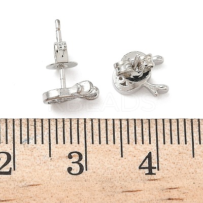 Deer Brass Micro Pave Clear Cubic Zirconia Stud Earrings LS-EJEW-F383-08P-1