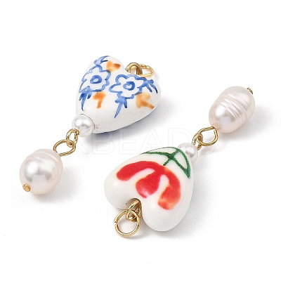 Handmade Porcelain & 304 Stainless Steel Pendants PALLOY-JF05559-1