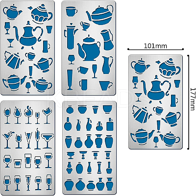 4Pcs 4 Style 304 Stainless Steel Cutting Dies Stencils DIY-BC0003-60-1