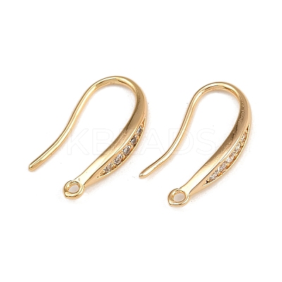 Brass Micro Pave Clear Cubic Zirconia Earring Hooks X-KK-F910-24G-1