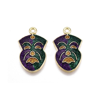 Carnival/Mardi Gras Theme Alloy Enamel & Glitter Powder Pendants ENAM-T020-53F-RS-1