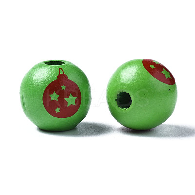 Painted Natural Wood European Beads WOOD-S057-041A-1