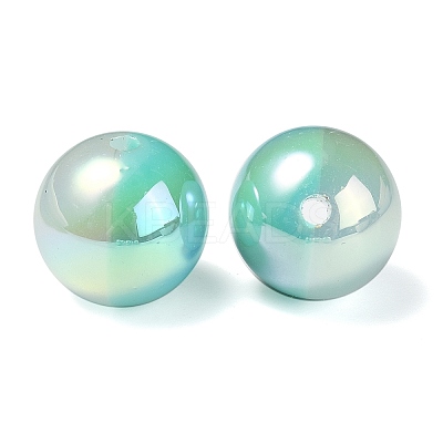 UV Plating Rainbow Iridescent Opaque Acrylic Beads OACR-C007-01B-1