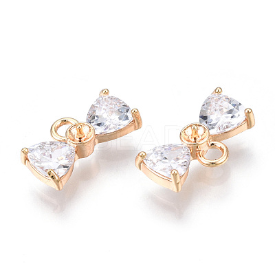 Brass Micro Pave Clear Cubic Zirconia Peg Bails Pendants KK-N216-407-1