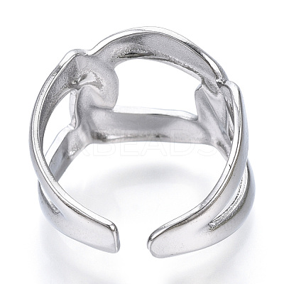 Non-Tarnish 304 Stainless Steel Curb Chains Shape Open Cuff Ring for Women RJEW-N040-02-1