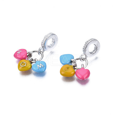 Rack Plating Alloy Enamel European Dangle Charms MPDL-N039-218-1