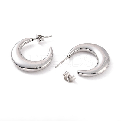 Non-Tarnish 304 Stainless Steel Crescent Moon Stud Earrings for Women EJEW-F280-05D-P-1