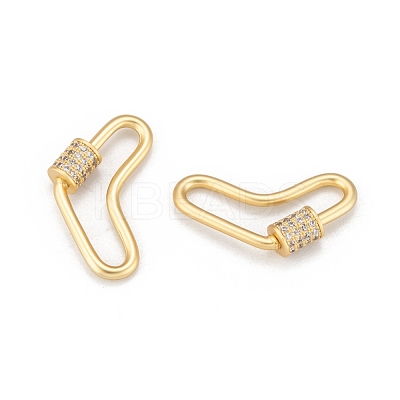 Brass Micro Pave Cubic Zirconia Screw Carabiner Lock Charms ZIRC-G160-60G-1