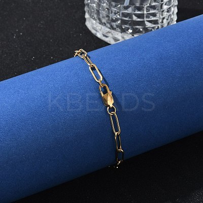PVD Vacuum Plating 304 Stainless Steel Paperclip Chain Bracelets X-BJEW-I295-15G-1