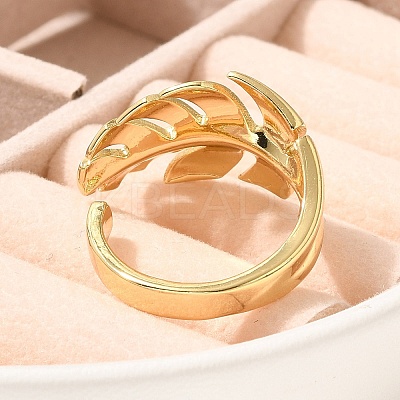 Rack Plating Brass Cuff Finger Rings for Women RJEW-C115-02G-1