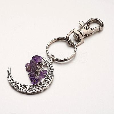 Natural Amethyst Pendant Keychain KEYC-JKC00099-05-1