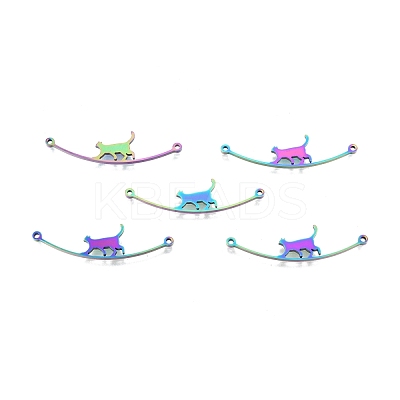 Rack Plating 201 Stainless Steel Connector Charms STAS-N098-094M-1