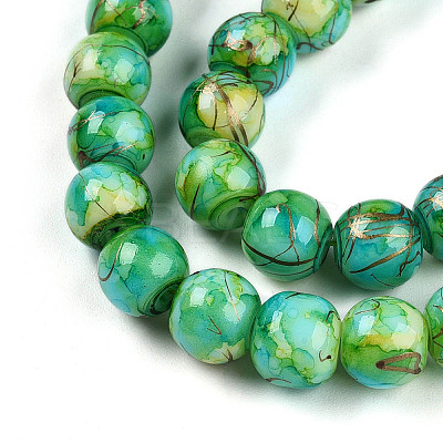 Baking Paint Glass Beads Strands DGLA-N003-8mm-B04-1