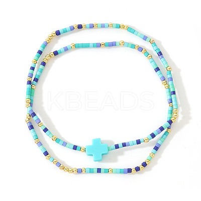 2Pcs Bohemian Glass Seed Beaded Stretch Bracelet Sets XM0961-4-1