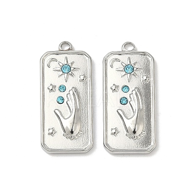 304 Stainless Steel Rhinestone Pendants STAS-L308-02B-P-1
