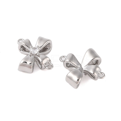 Brass Pave Clear Glass Connector Charms KK-N254-58P-1