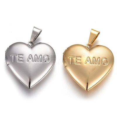 304 Stainless Steel Locket Pendants STAS-O116-02-1
