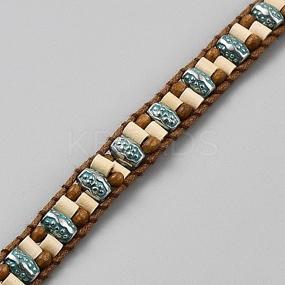 Alloy & Wood Beaded Chain Belts AJEW-WH0678-06-1