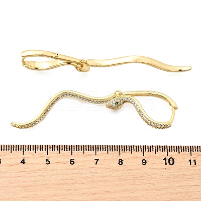 Brass Clear Cubic Zirconia Snake Hoop Earrings EJEW-C147-07G-1