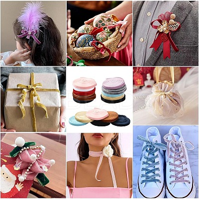 50 Yards 10 Colors Single Face Velvet Ribbon SRIB-YW0001-02-1