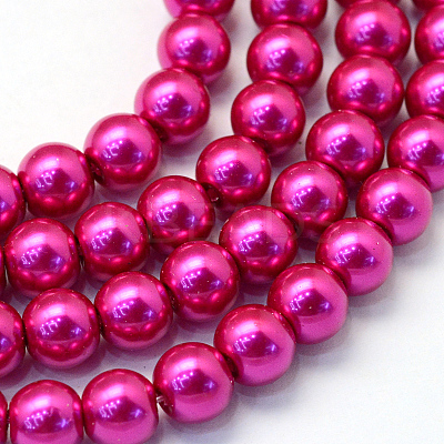 Baking Paint Pearlized Glass Pearl Round Bead Strands X-HY-Q003-6mm-17-1