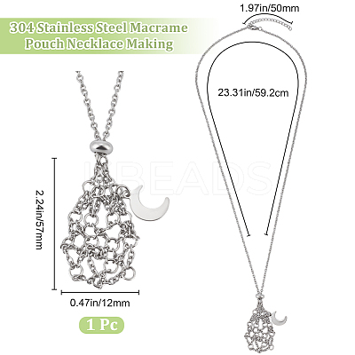 1Pc 304 Stainless Steel Macrame Pouch Necklace Making for Gemstone Nuggets NJEW-BBC0001-26-1