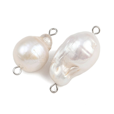 Natural Freshwater Pearl Keshi Pearl Teardrop Connector Charms STAS-D378-13P-1